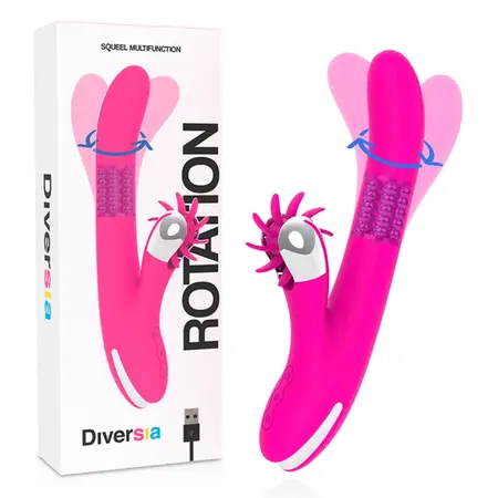DIVERSIA Bunny Rotacija Intim Masina 24 cm USB Punjiva Roza