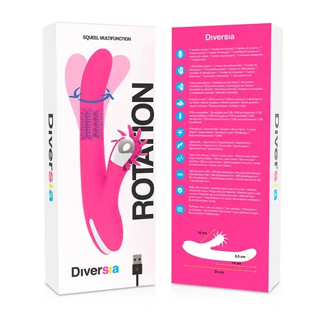 DIVERSIA Bunny Rotacija Intim Masina 24 cm USB Punjiva Roza