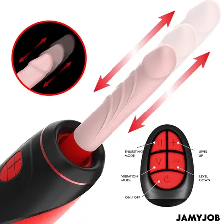 Jamyjob Pyston Base Intimate Device with Remote Control, Black-Red, 21.5 cm