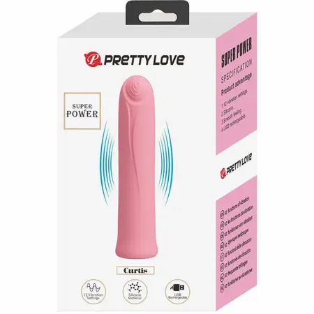 Pretty Love Curtis Mini Vibrating Device 12 Modes Pink Silicone USB