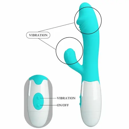 Pretty Love Snappy Dual-Action Vibrating Device Aqua Green Silicone