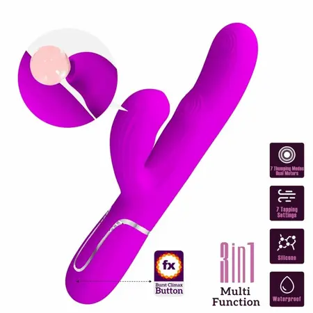 Pretty Love Perlita Violet - 3-u-1 intimni wellness uređaj, Vodootporan, USB