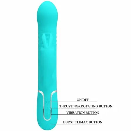Pretty Love Coale Aqua Green Dual-Motor Intimate System with Beads