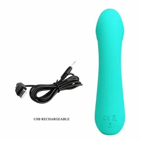 Pretty Love Cetus Fleksibilni silikonski vibrator Aqua Green USB 12 režima