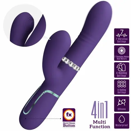 Pretty Love Višenamenski G-Spot vibrator Purple USB Punjiv 29cm