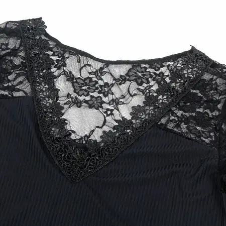 Subblime Teddy Cvetni Uzorak Crni Dugih Rukava S/M - Elegantan Čipkasti Bodisuti