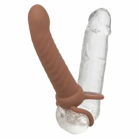 CalExotics Maxx Ribbed Dual Vibrating Probe Brown 10 Modes Silicone