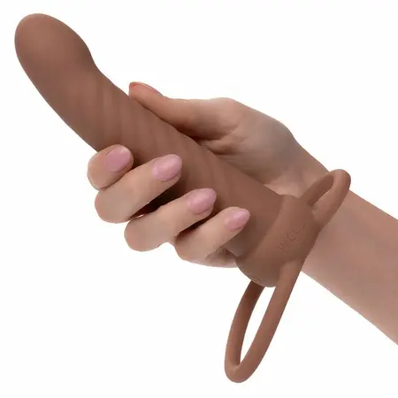 CalExotics Maxx Ribbed Dual Vibrating Probe Brown 10 Modes Silicone