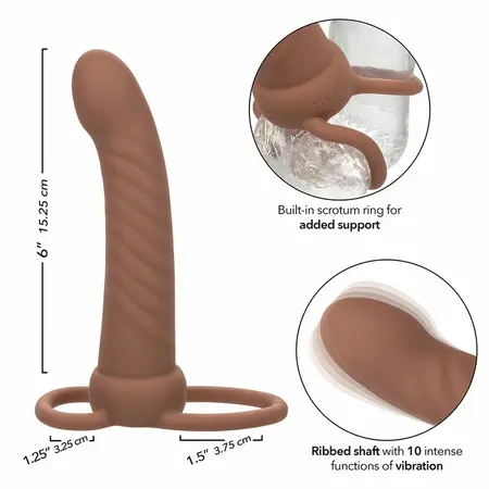 CalExotics Maxx Ribbed Dual Vibrating Probe Brown 10 Modes Silicone
