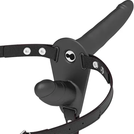 Fetish Submissive Podesivi Pojas Dvostruki Motor Crni Silikonski Sistem 15/8cm