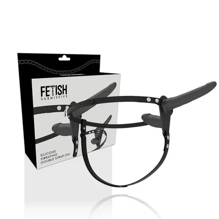 Fetish Submissive Podesivi Pojas Dvostruki Motor Crni Silikonski Sistem 15/8cm