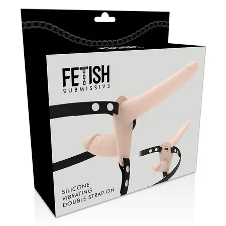 Fetish Submissive Podesivi Dvostruki Silikonski Pojas Vibrirajući Sistem, Bež