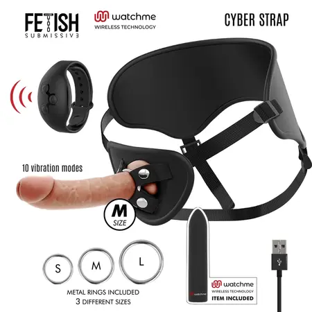 Fetish Submissive Cyberstrap Remote Harness with Silicone Attachment M