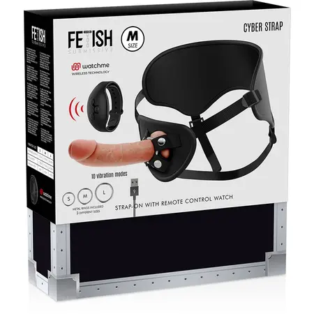 Fetish Submissive Cyberstrap M - Adjustable Harness & Remote Vibration WatchME