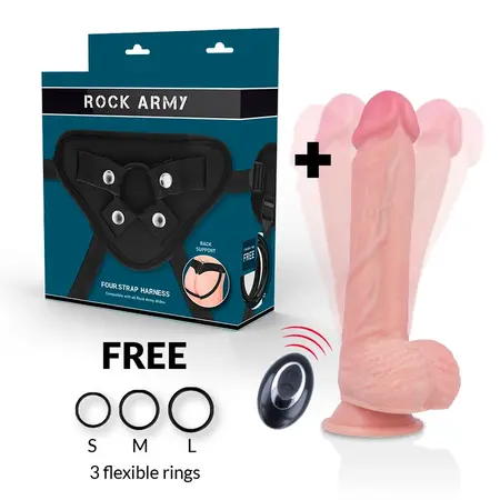 RockArmy Apache Premium Tečni Silikon Vibe Set Sa Pojasom, 20.5 cm, Daljinski