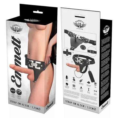 Harness Attraction Emmett Vibrirajući Strap-On Sistem 16.5cm x 3.7cm Crna