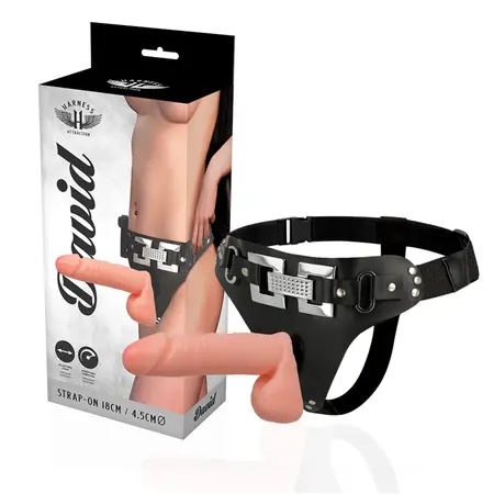 Harness Attraction Deluxe Vibrirajući Strap-On Sistem 18cm Crna Veganska Koža