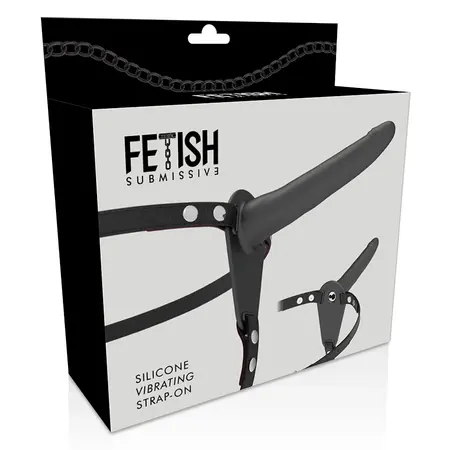 Fetish Submissive Silikonski Strap-On Sistem Crna 15 cm, 10 Režima Vibracije