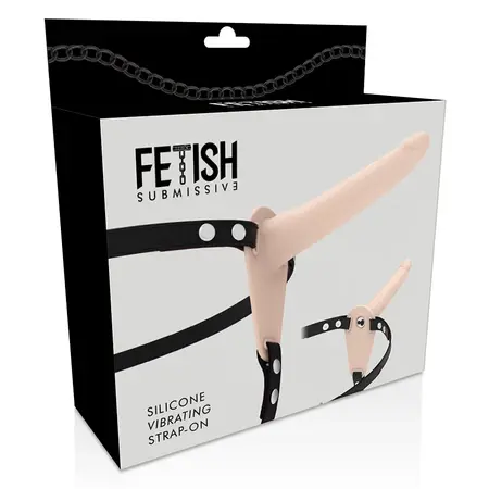 Fetish Submissive Silikonski Strap Sistem 15 cm Flesh - Vibrirajući, Podesiv