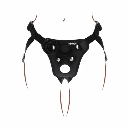 Get Real Pleasure Pojas Crni - Podesivi Sistem Udobnosti, 3 Silikonska Prstena