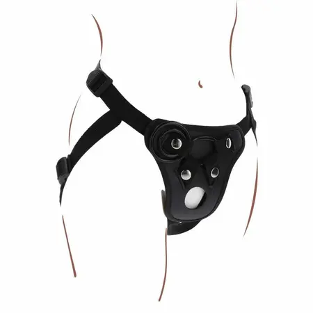 Get Real Pleasure Pojas Crni - Podesivi Sistem Udobnosti, 3 Silikonska Prstena