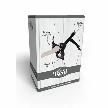 Get Real Pleasure Pojas Crni - Podesivi Sistem Udobnosti, 3 Silikonska Prstena