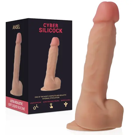 CYBERSILICOCK Ansel Intimni Sistem sa Pojasom i 3 Silikonska Prstena 15.5cm Beige