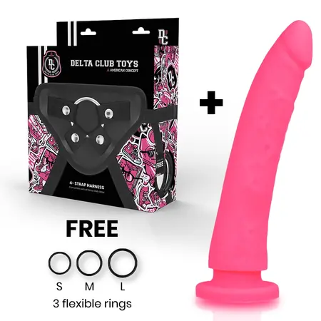 DELTACLUB Silikonski Intimni Sistem Pink 23cm Pojas Set