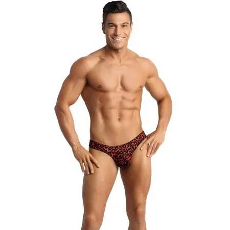 ANAIS Men TRIBAL String S Red Microfiber Animal Print