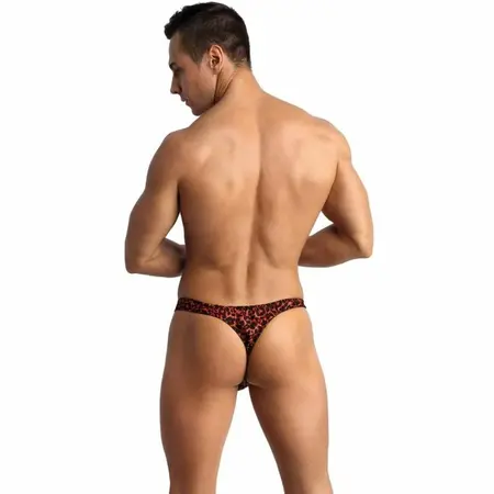 ANAIS Men TRIBAL String S Red Microfiber Animal Print