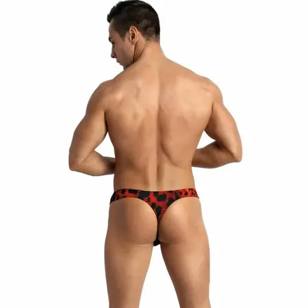 ANAIS MEN Savage String XL - Red Animal Print Microfiber Thong