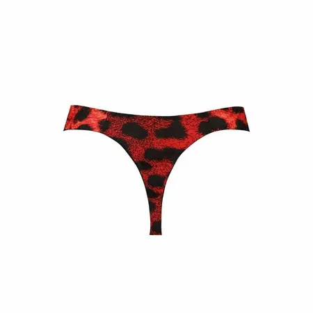 ANAIS MEN Savage String S - Red Microfiber Thong with Animal Print