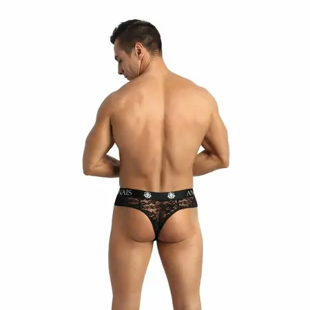 ANAIS MEN Romance Black Lace Thong XL - Soft Floral Pattern, Elastic Band
