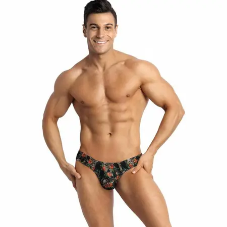 Anais Men Power String S - Modern Thong with Rose & Skull Design