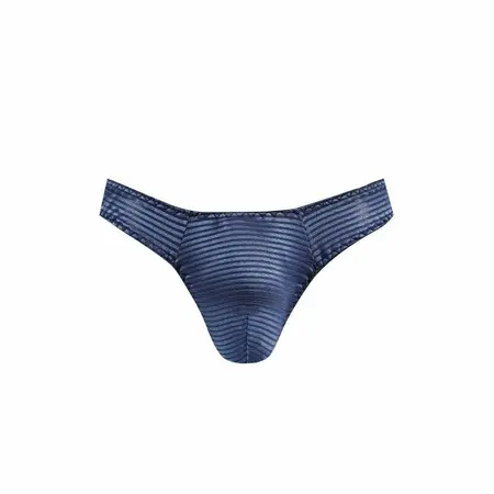 ANAIS MEN Naval String M - Navy Blue Tulle Thong with Satin Stripes
