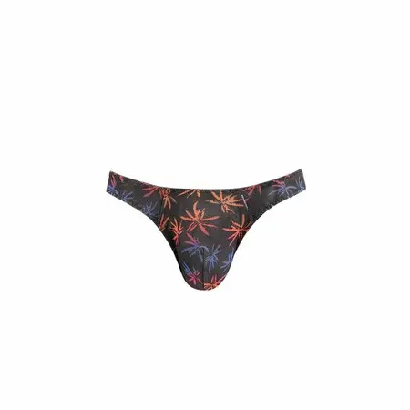 ANAIS MEN Chill String M - Black Mesh Thong with Colorful Palm Print
