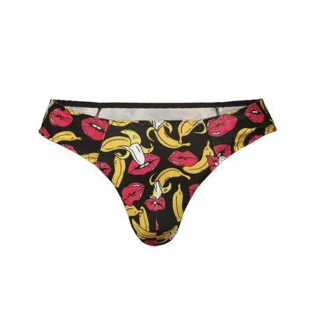 ANAIS MEN Banana Print Lycra Thong XL - Soft Elastic Waistband
