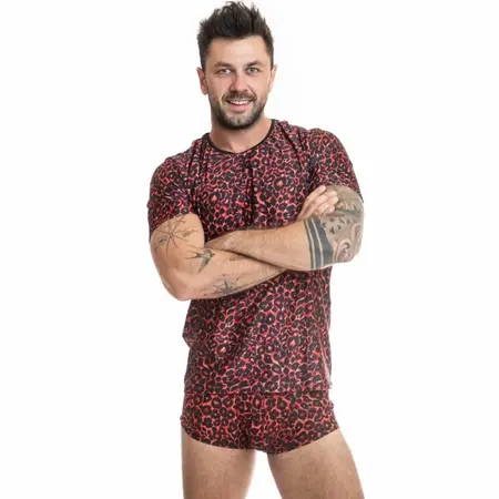 Anais Men Tribal T-Shirt XL - Crvena mikrofibra sa zivotinjskim printom, savrsen kroj