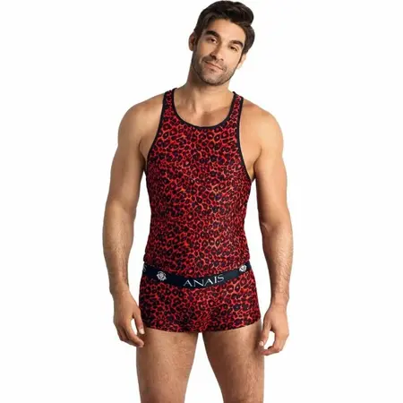 Anais Men Tribal Top M - Crvena mikrofibra bez rukava sa zivotinjskim printom