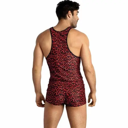 Anais Men Tribal Top M - Crvena mikrofibra bez rukava sa zivotinjskim printom