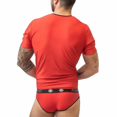 ANAIS Men SOUL Red T-Shirt S - Soft Microfiber, Black Trim, Fitted Cut