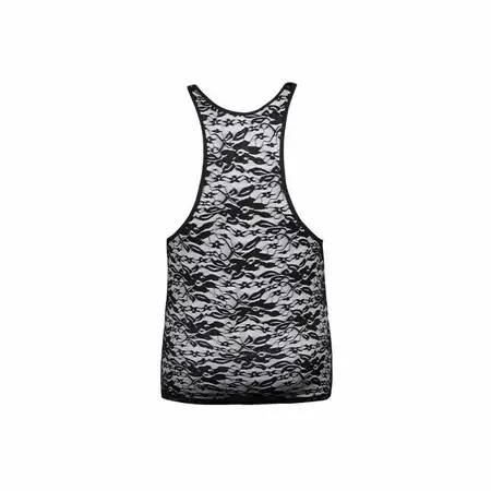 ANAIS MEN Romance Top M Black Lace Floral Sleeveless Elegant Fit
