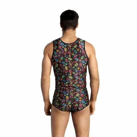 Anais Men Mexico Top M Sleeveless Modal Floral Skull Print