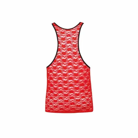 Anais Men Brave Top M - Red Floral Lace Sleeveless Classic Fit