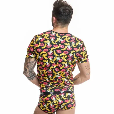 Anais Men Banana Print Likra Majica S - Meka, Pripijena, Evropski Dizajn