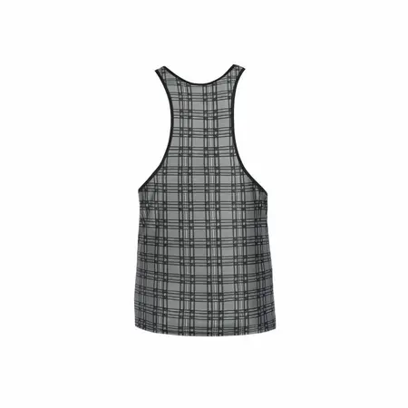 ANAIS MEN Balance Top L Crno-Siva Karirana Mikrofiber Bez Rukava