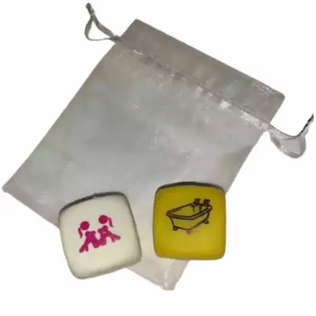 Diablo Picante Kamasutra Game Dice Set - 2 Dice, 30mm, White, Silk Bag