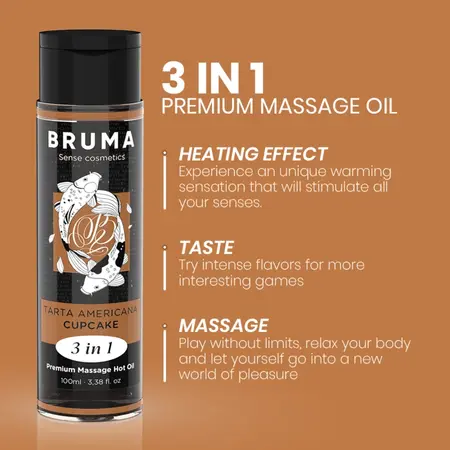 BRUMA Premium 3-u-1 Ulje za Masazu Miris Cupcake 100 ml - Formula Zagrevanja