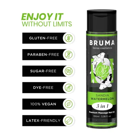 BRUMA Premium 3-u-1 Masažno ulje Lubenica – Zagrevajuće, Vegansko 100ml