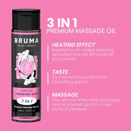 BRUMA Premium 3-u-1 Masažno ulje Žvakaća guma 100 ml Veganska formula